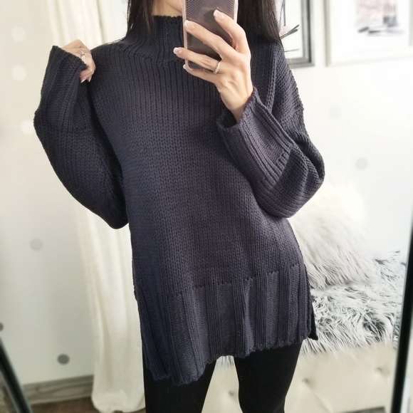 Last1️⃣Mock Neck Tunic Sweater Cozy Winter Top - Picture 2 of 7